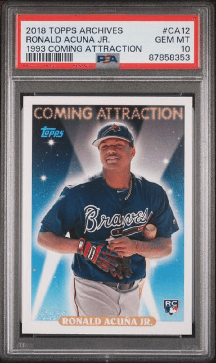 Graded 2018 Topps Archives Ronald Acuna Jr #CA12 1993 Coming Attraction Rookie RC Baseball Card PSA 10 Gem Mint