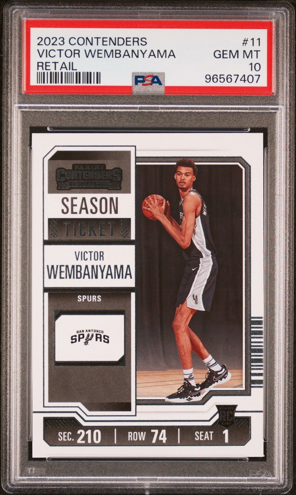 Graded 2023 Panini Contenders Victor Wembanyama #11 Retail Rookie RC Basketball Card PSA 10 Gem Mint