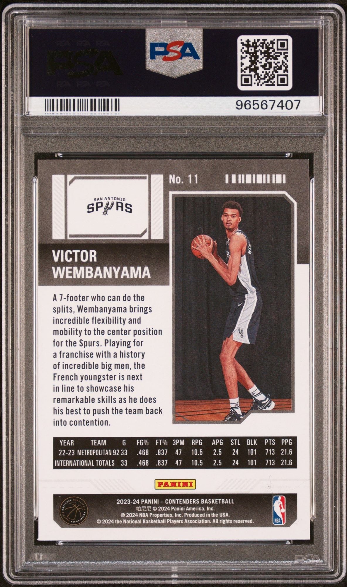 Graded 2023 Panini Contenders Victor Wembanyama #11 Retail Rookie RC Basketball Card PSA 10 Gem Mint