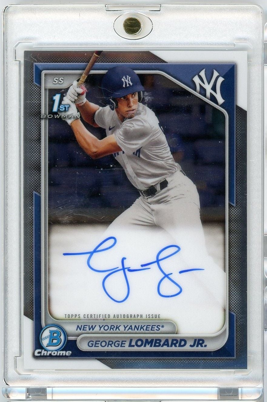 Graded 2024 Topps Bowman George Lombard Jr #CPAGLO Chrome Prospect Autograph 1st Bowman Rookie RC Baseball Card
