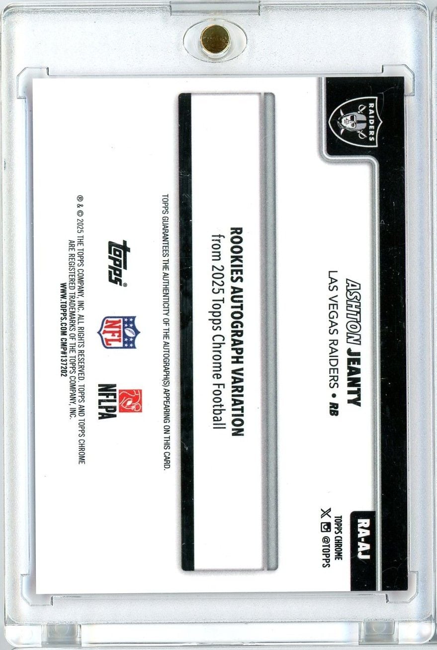 2025 Topps Chrome Ashton Jeanty #RA-AJ Pink Lava Auto /250 Rookie RC Football Card
