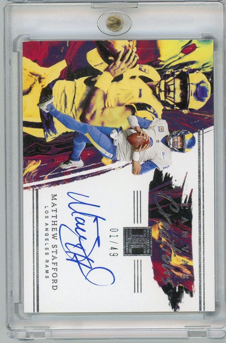 2022 Panini Impeccable Matthew Stafford #CCMST Canvas Creations 01/49 Autograph Football Card