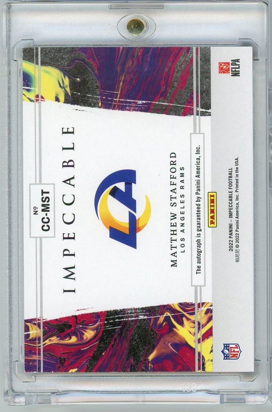 2022 Panini Impeccable Matthew Stafford #CCMST Canvas Creations 01/49 Autograph Football Card