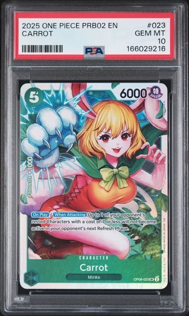 Graded 2025 One Piece EN Carrot #023 PRB02 Trading Card Game PSA 10 Gem Mint