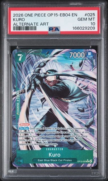 Graded 2026 One Piece Kuro #025 OP15 EB04 EN Alternate Art Trading Card Game PSA 10 Gem Mint