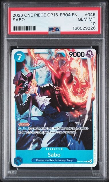 Graded 2026 One Piece Sabo #046 OP15 EB04 EN Trading Card Game PSA 10 Gem Mint