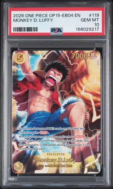 Graded 2026 One Piece Monkey D. Luffy #119 OP15 EB04 EN Trading Card Game PSA 10 Gem Mint