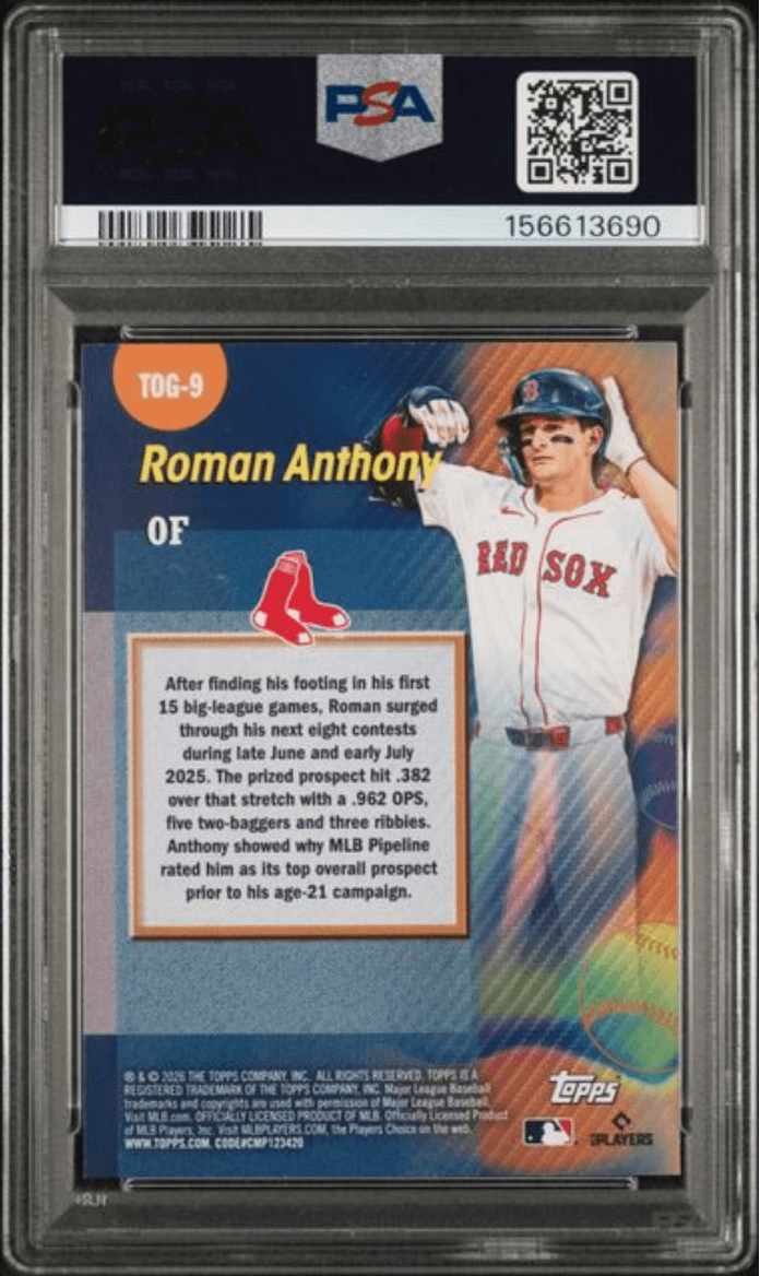 Graded 2026 Topps Roman Anthony #9 Titans of the Game Rookie RC Baseball Card PSA 10 Gem Mint
