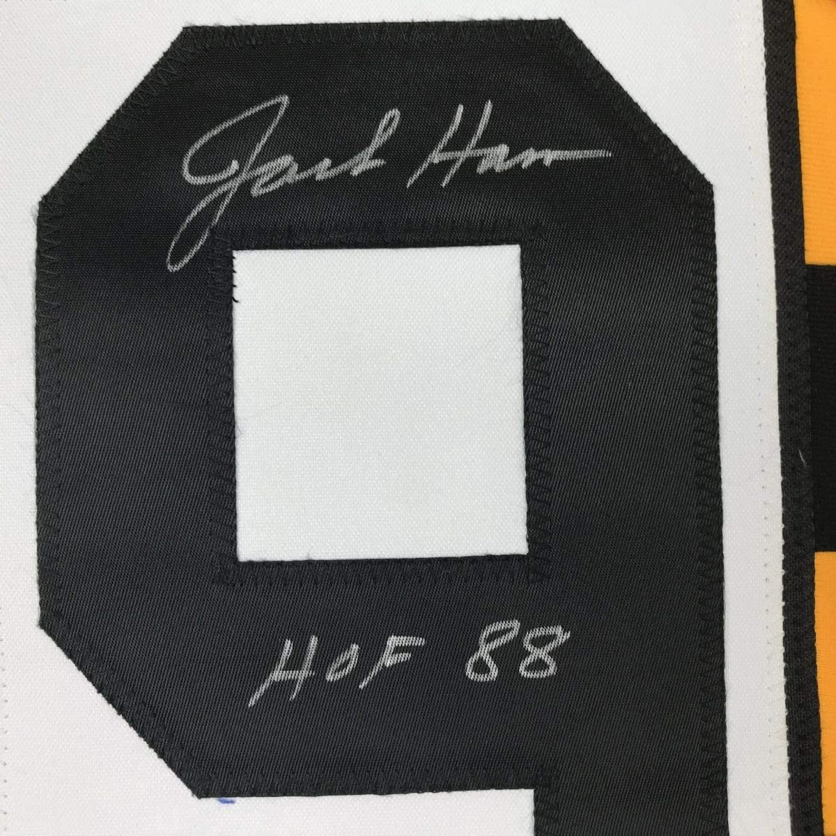 Autographed/Signed Jack Ham HOF 88 Pittsburgh Bumble Bee Football Jersey JSA COA