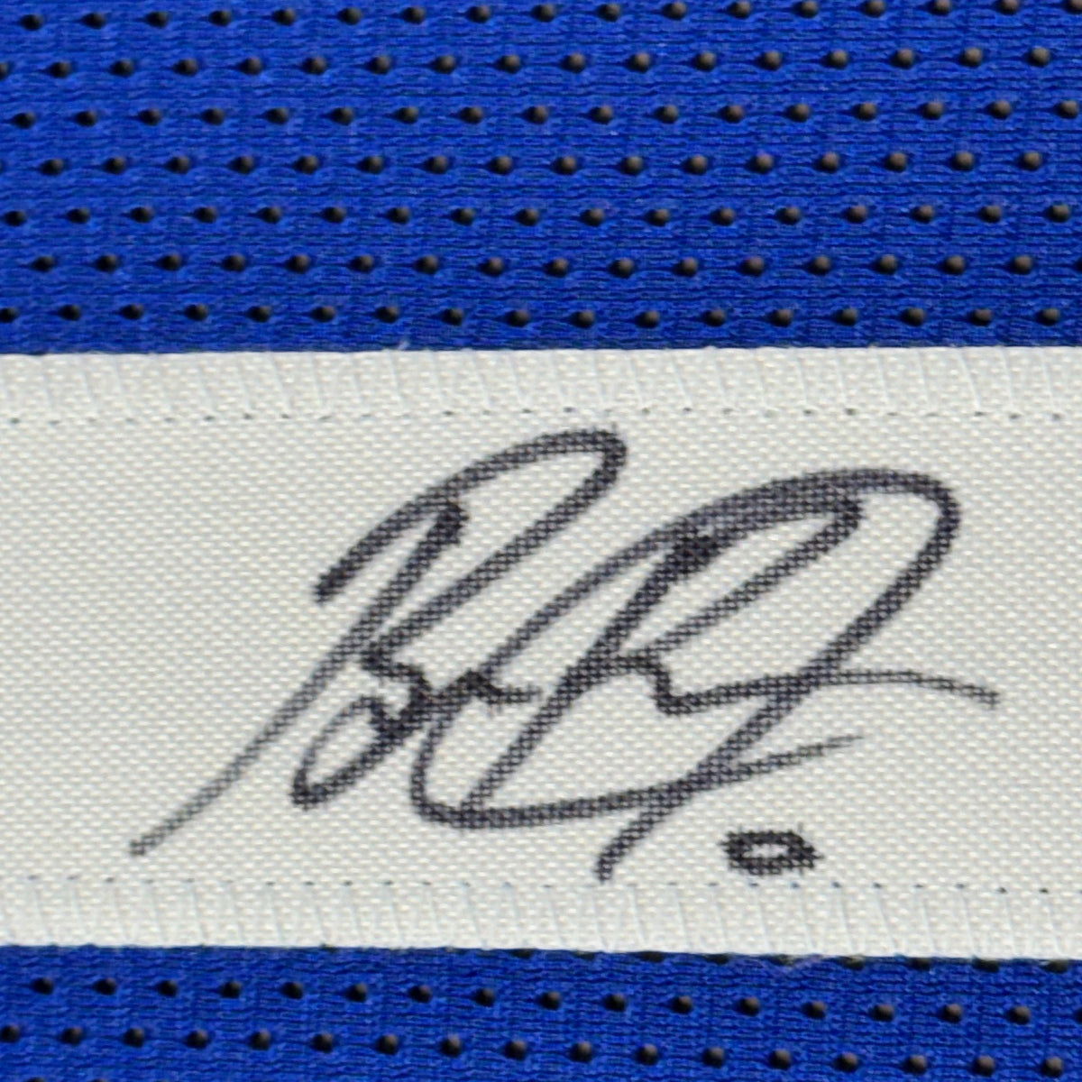 Framed Autographed/Signed Brian Burns 35x39 New York Blue Football Jersey JSA COA