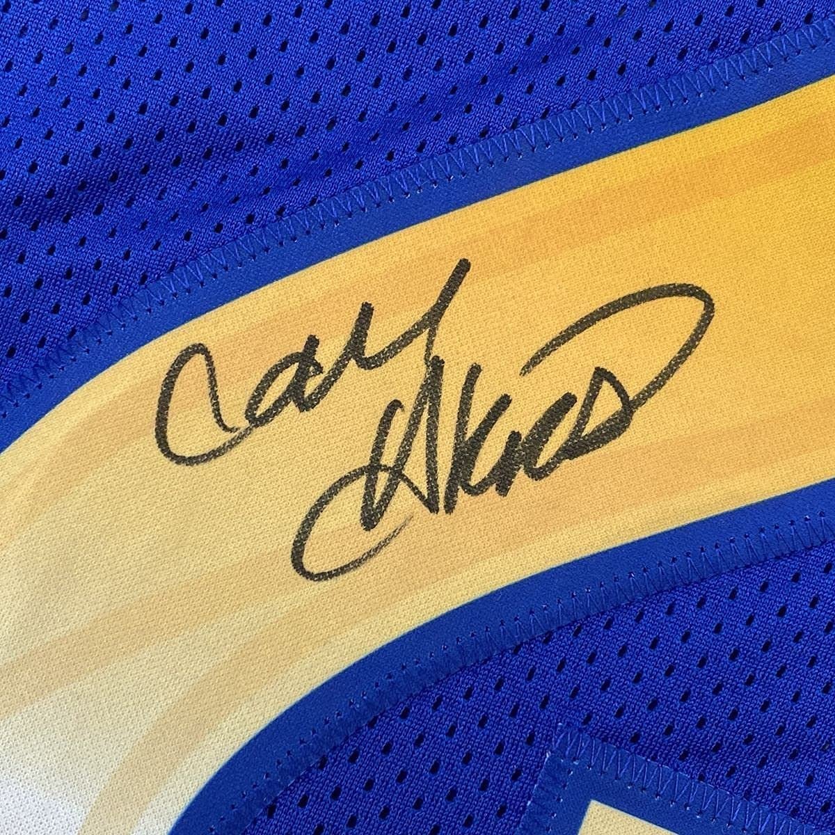 Framed Autographed/Signed Cam Akers 35x39 Los Angeles LA Blue Football Jersey Beckett BAS COA