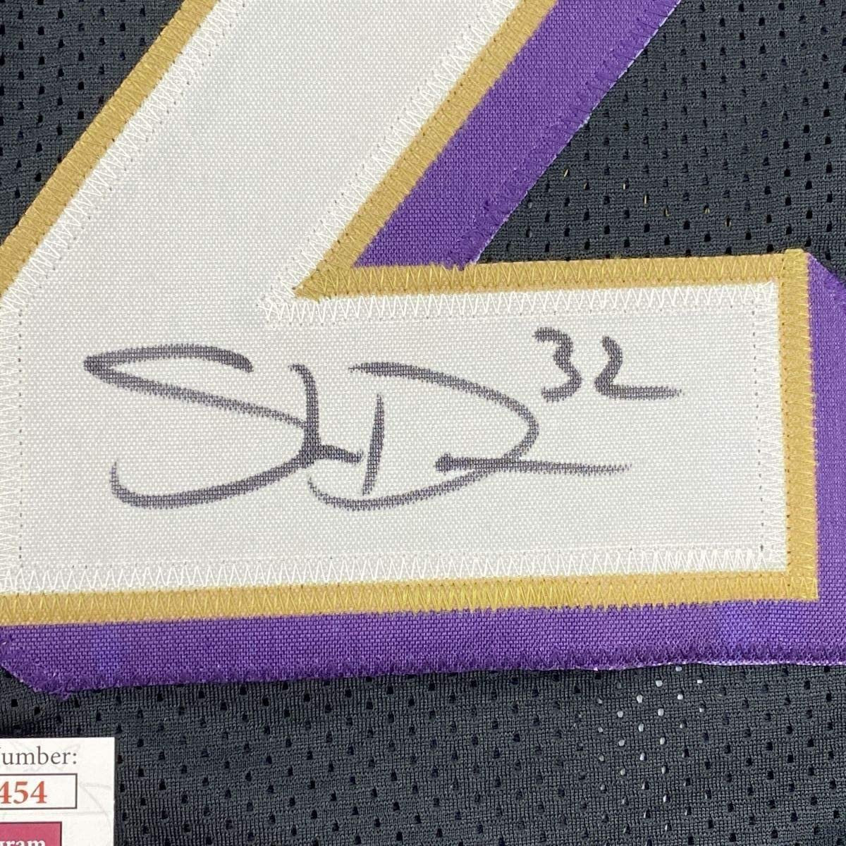 Framed Autographed/Signed DeShon Elliott 35x39 Baltimore Black Football Jersey JSA COA