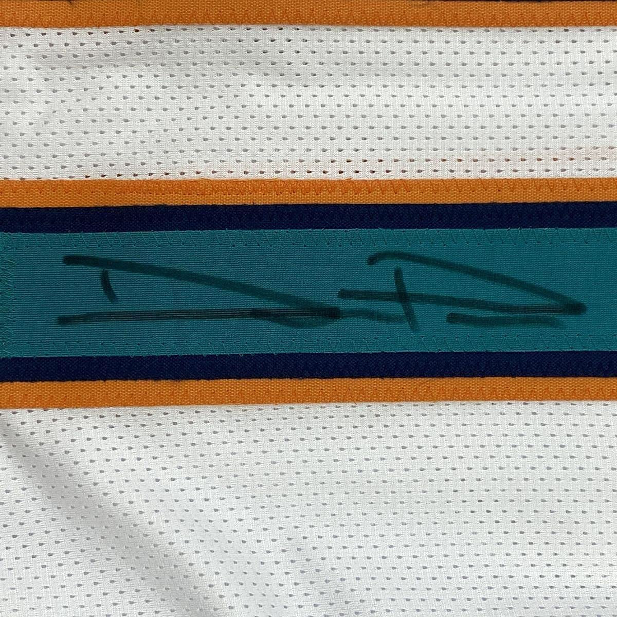 Framed Autographed/Signed Devante Parker 35x39 Miami White Football Jersey JSA COA