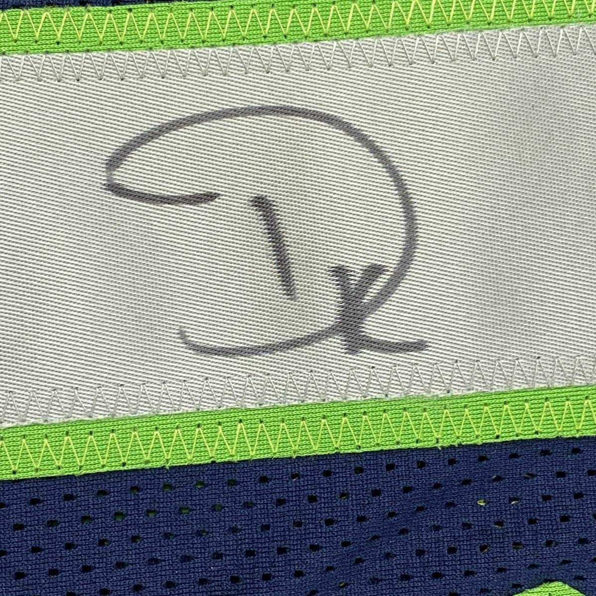 Framed Autographed/Signed DK D.K. Metcalf 35x39 Seattle Blue Football Jersey JSA COA #3