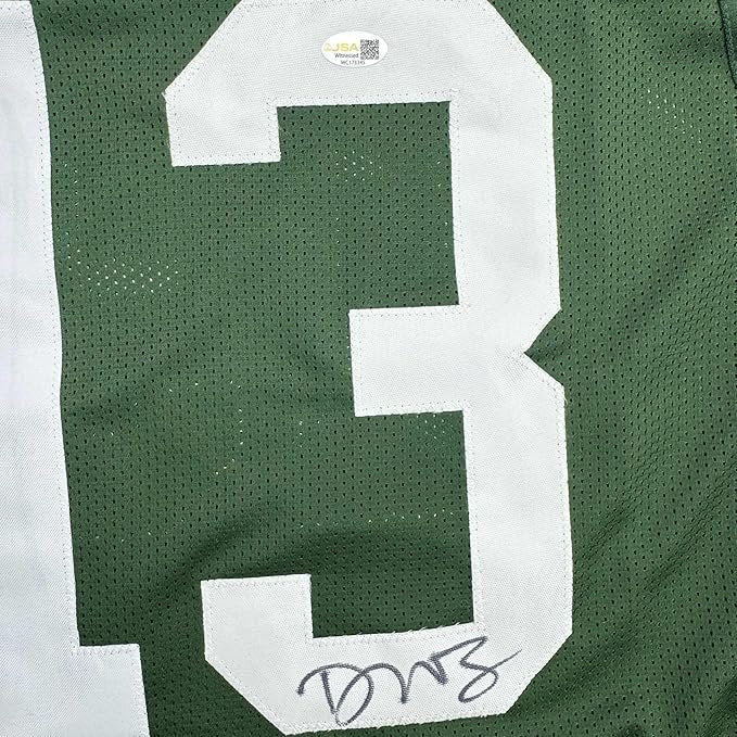 Framed Autographed/Signed Dontayvion Wicks 35x39 Green Bay Green Football Jersey JSA COA