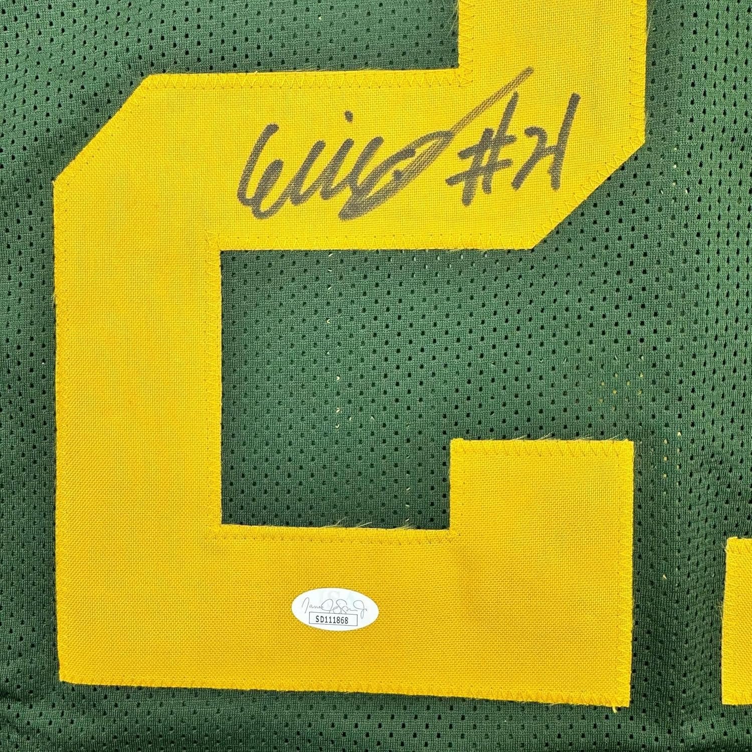 Framed Autographed/Signed Eric Stokes 35x39 Green Bay Color Rush Football Jersey JSA COA