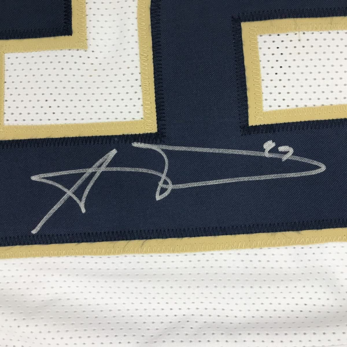 Framed Autographed/Signed Aaron Donald 35x39 Los Angeles LA White Football Jersey JSA COA