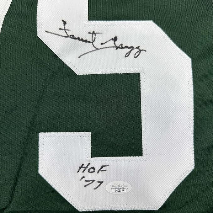 Framed Autographed/Signed Forrest Gregg HOF 77 35x39 Green Bay Green Football Jersey JSA COA