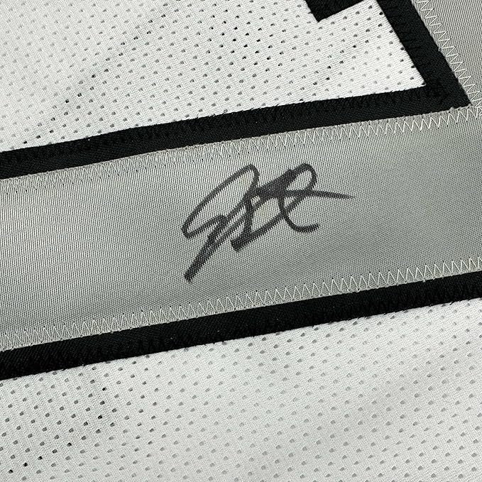 Framed Autographed/Signed Geno Smith 35x39 Oakland White Color Rush Football Jersey Beckett BAS COA