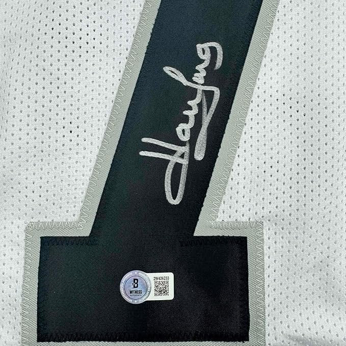 Framed Autographed/Signed Howie Long 35x39 Oakland White Football Jersey Beckett BAS COA