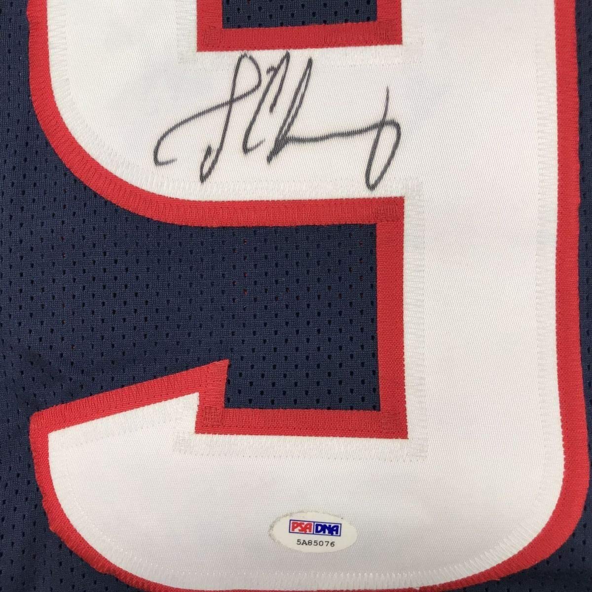 Framed Autographed/Signed Jadaveon Clowney 35x39 Houston Blue Football Jersey PSA/DNA COA Holo Only