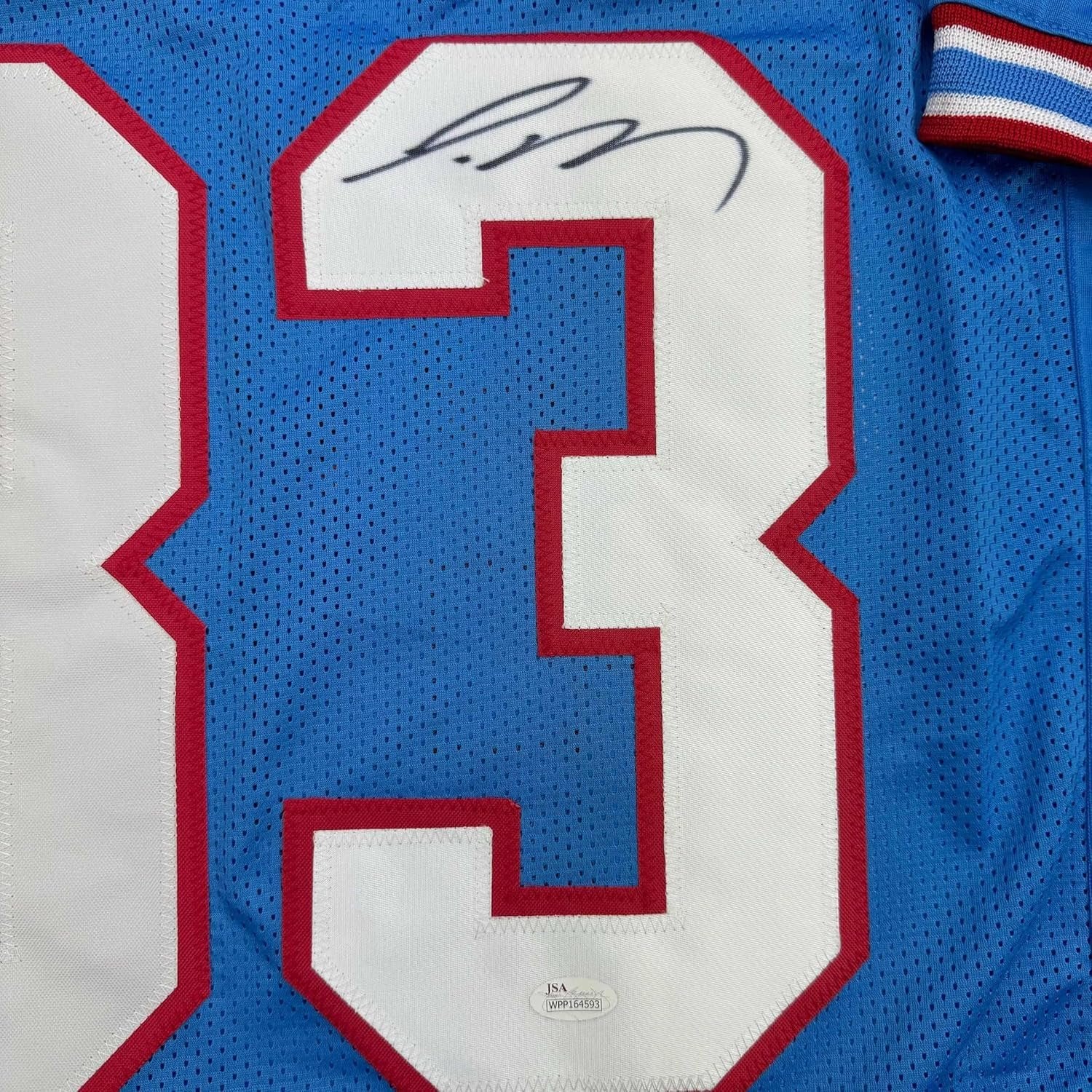 Framed Autographed/Signed Jamal Adams 35x39 Tennessee Retro Blue Football Jersey JSA COA