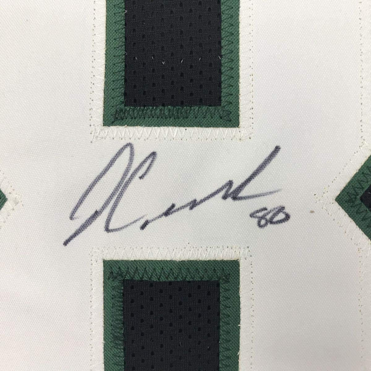 Framed Autographed/Signed Jamison Crowder 35x39 New York Black Football Jersey JSA COA