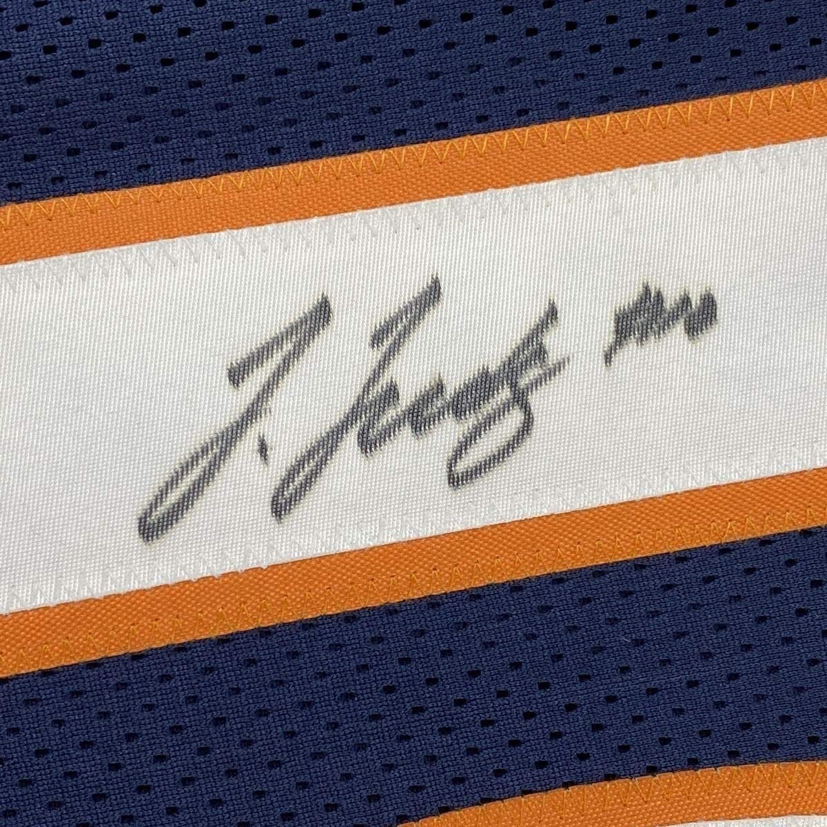 Framed Autographed/Signed Jerry Jeudy 35x39 Denver Blue Football Jersey JSA COA