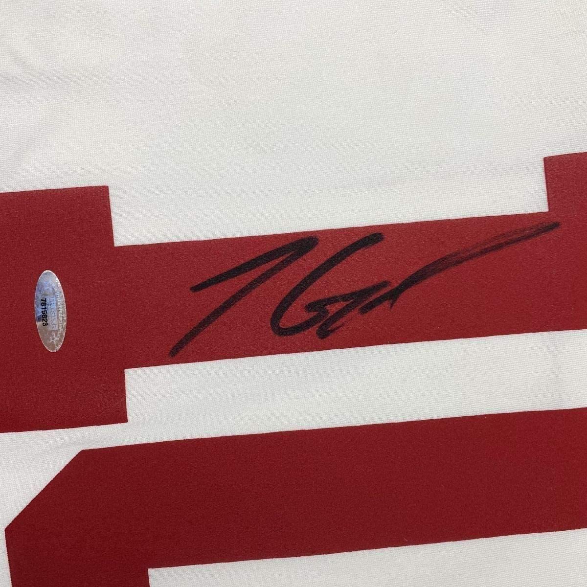 Framed Autographed/Signed Jimmy Garoppolo 35x39 San Francisco White Football Jersey Tristar COA
