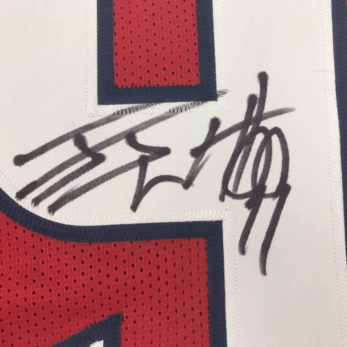 Framed Autographed/Signed J.J. JJ Watt 35x39 Houston Red Football Jersey JSA COA