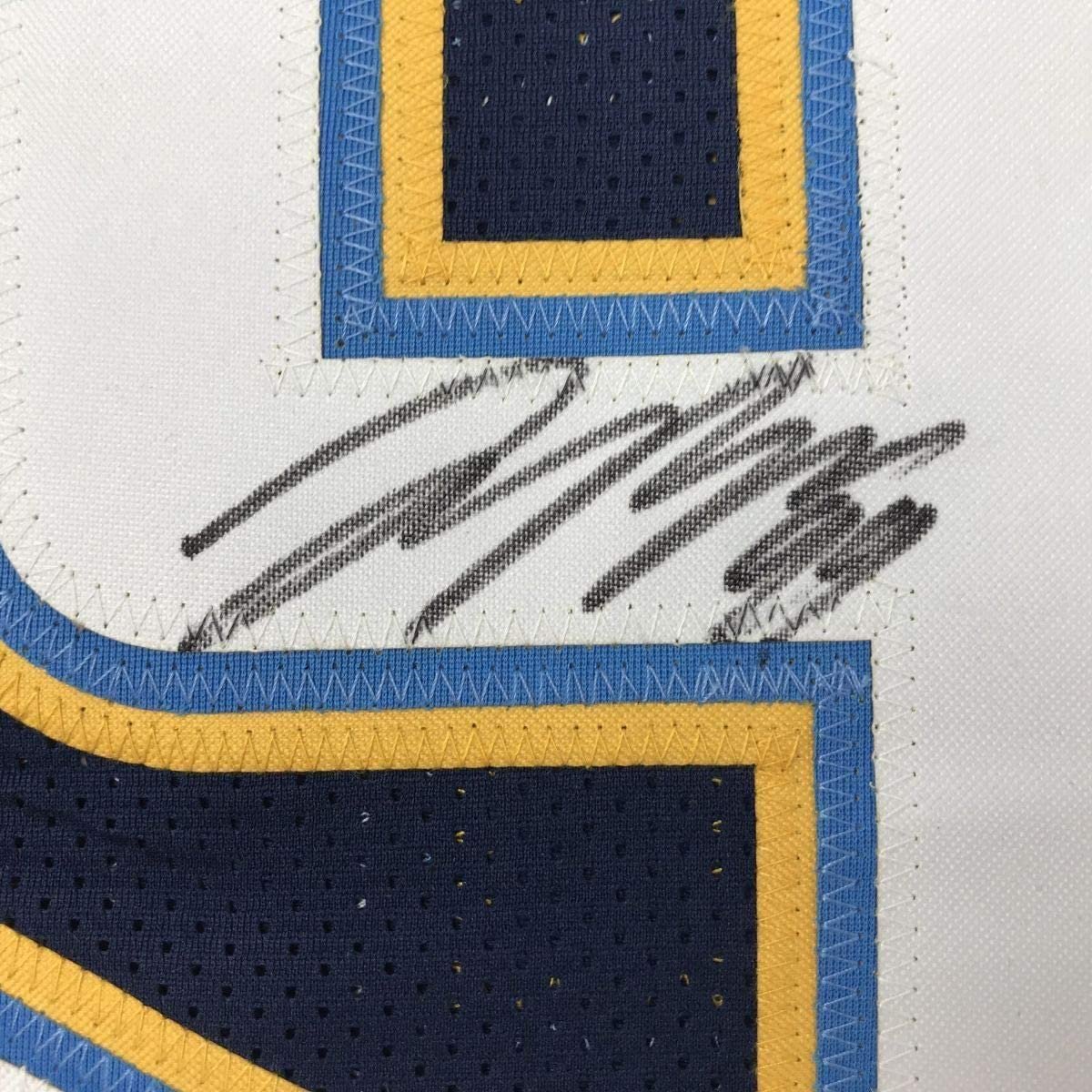 Framed Autographed/Signed Joey Bosa 35x39 Los Angeles LA Dark Blue Football Jersey JSA COA