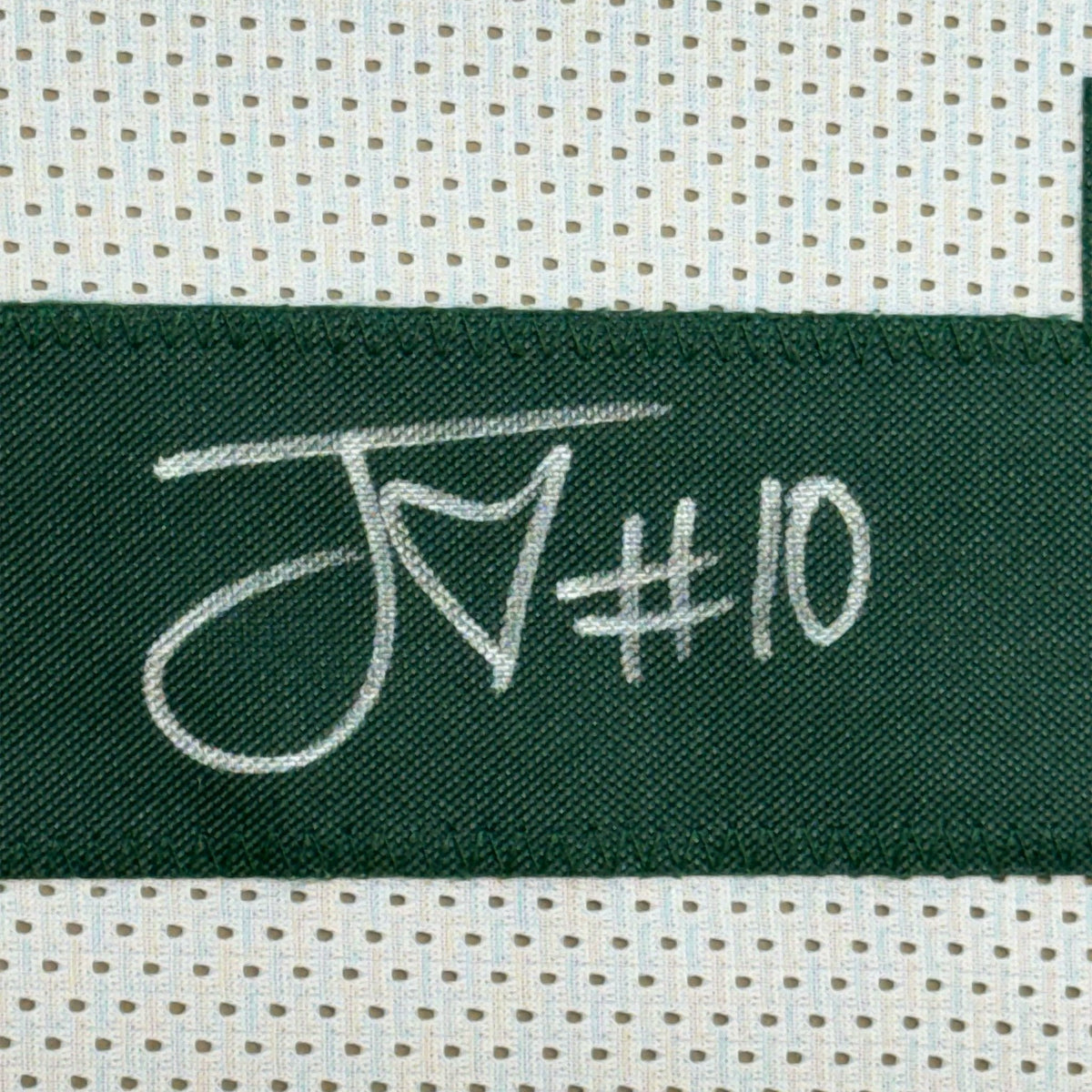 Framed Autographed/Signed Jordan Love 35x39 Green Bay White Football Jersey Beckett BAS COA
