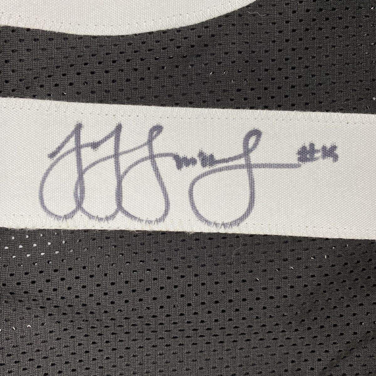 Framed Autographed/Signed JuJu Smith-Schuster 35x39 Pittsburgh Black Football Jersey Beckett BAS COA