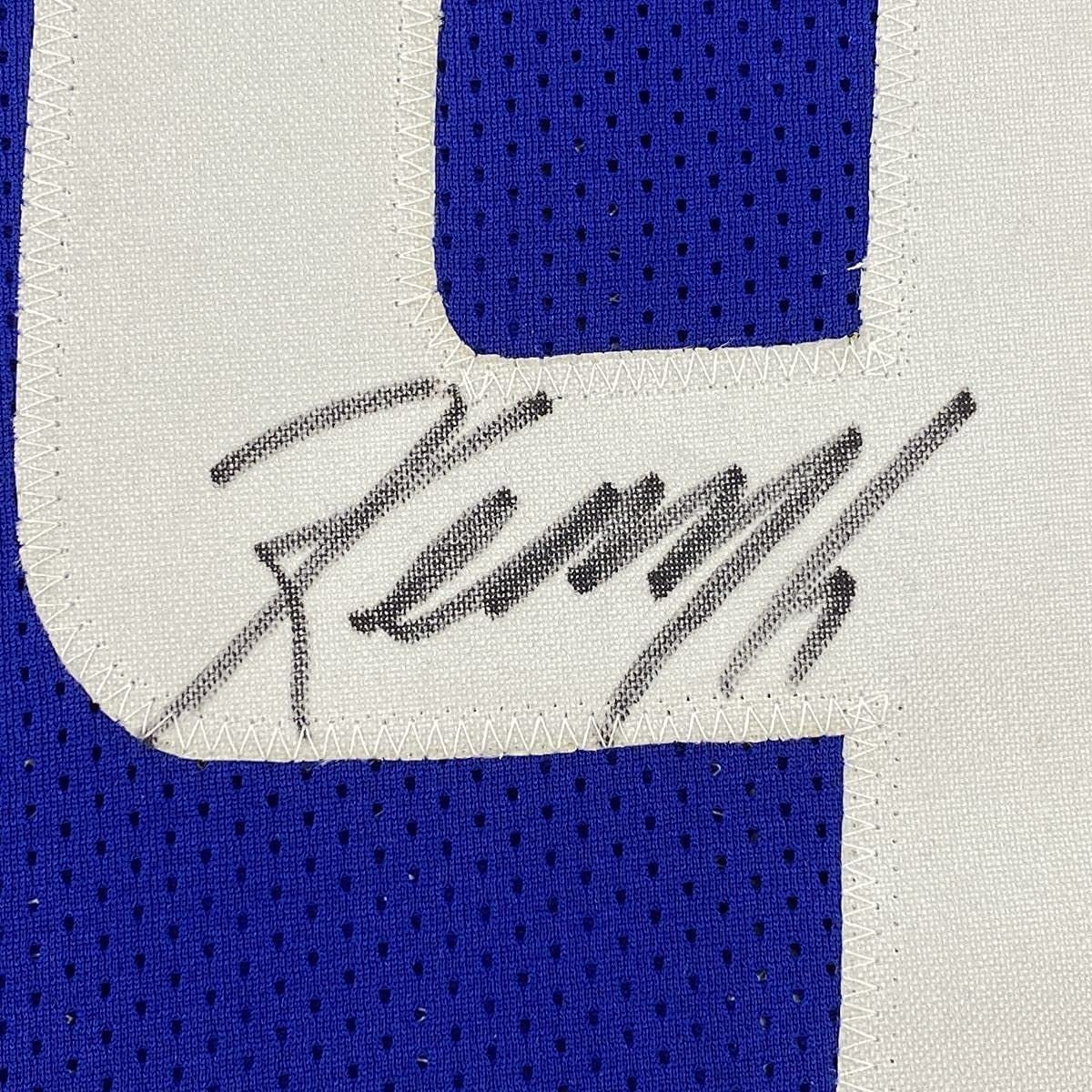 Framed Autographed/Signed Kenny Golladay 35x39 New York Blue Football Jersey JSA COA