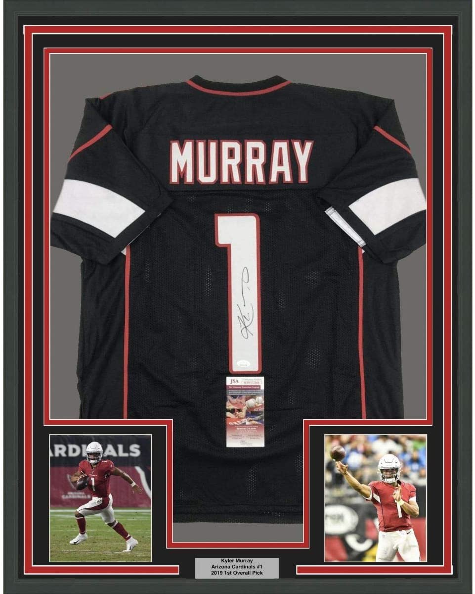 Framed Autographed/Signed Kyler Murray 35x39 Arizona Black Football Jersey JSA COA
