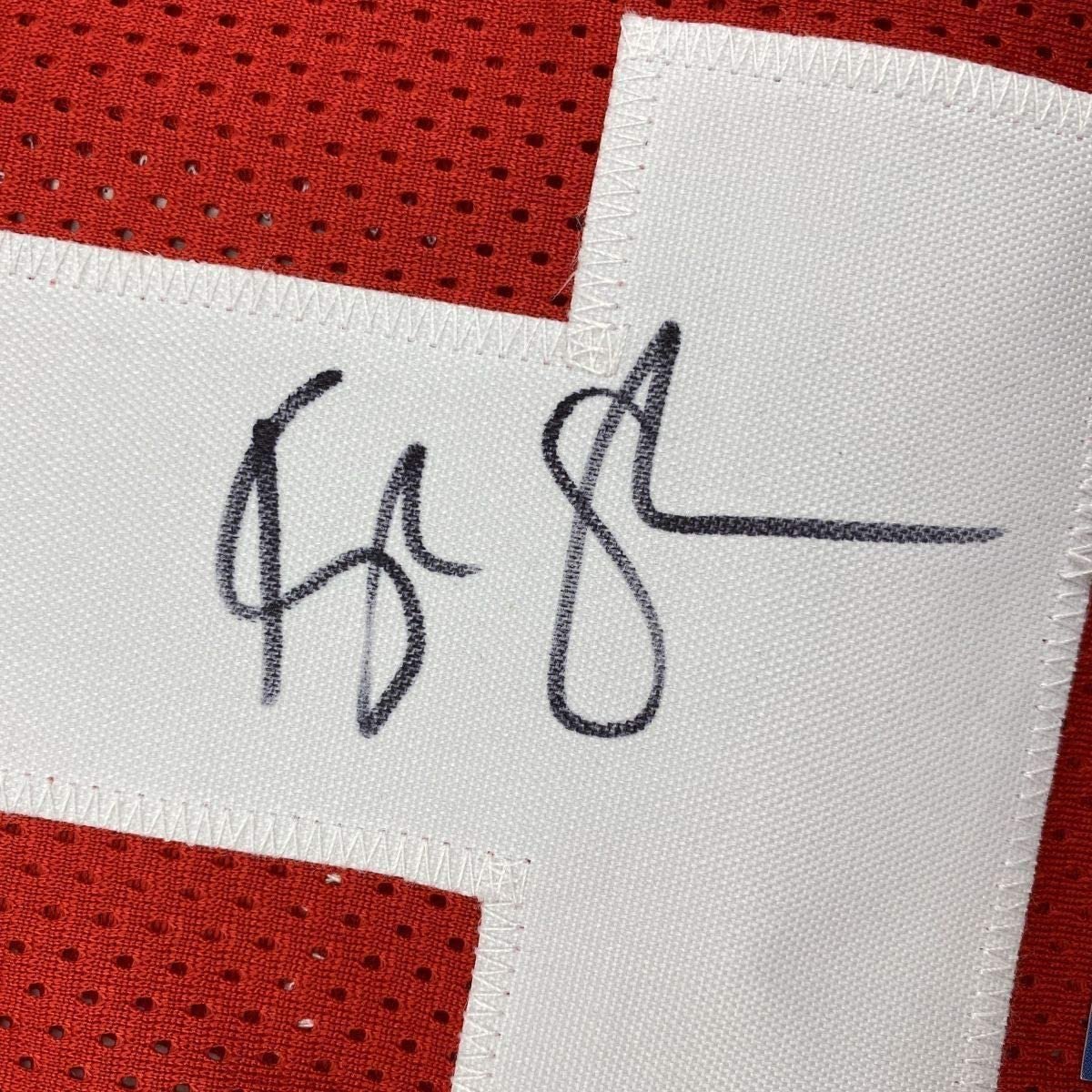 Framed Autographed/Signed Kyle Shanahan Coach 35x39 San Francisco Red Football Jersey Beckett BAS COA