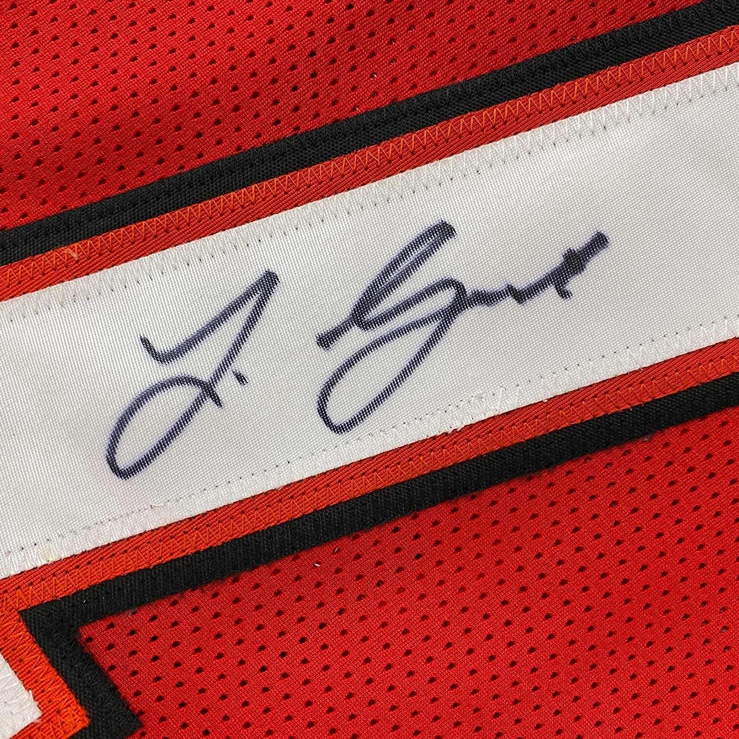 Framed Autographed/Signed Leonard Fournette 35x39 Tampa Bay Red Football Jersey JSA COA