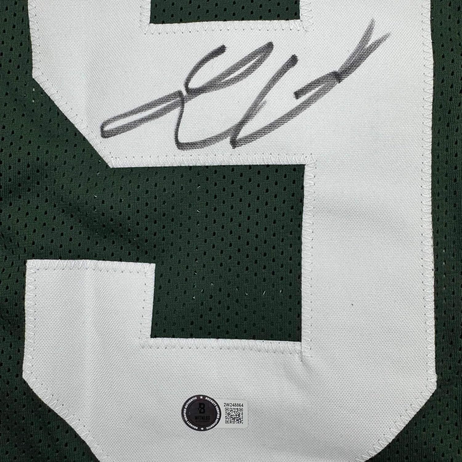 Framed Autographed/Signed Lukas Van Ness 35x39 Green Bay Green Football Jersey Beckett BAS COA