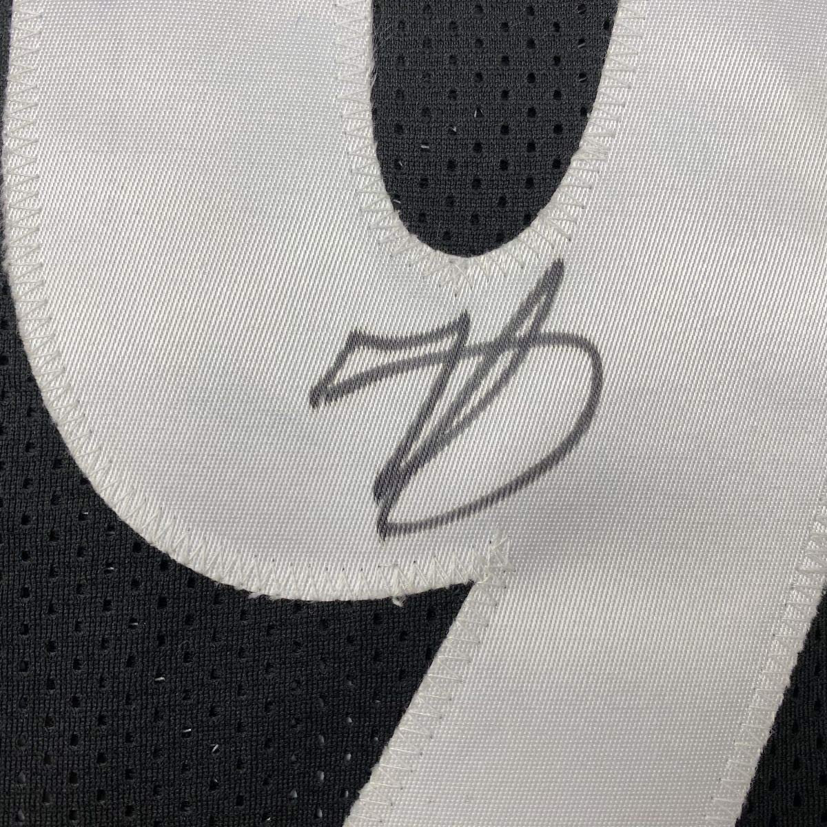 Framed Autographed/Signed Minkah Fitzpatrick 35x39 Pittsburgh Black Football Jersey Beckett BAS COA