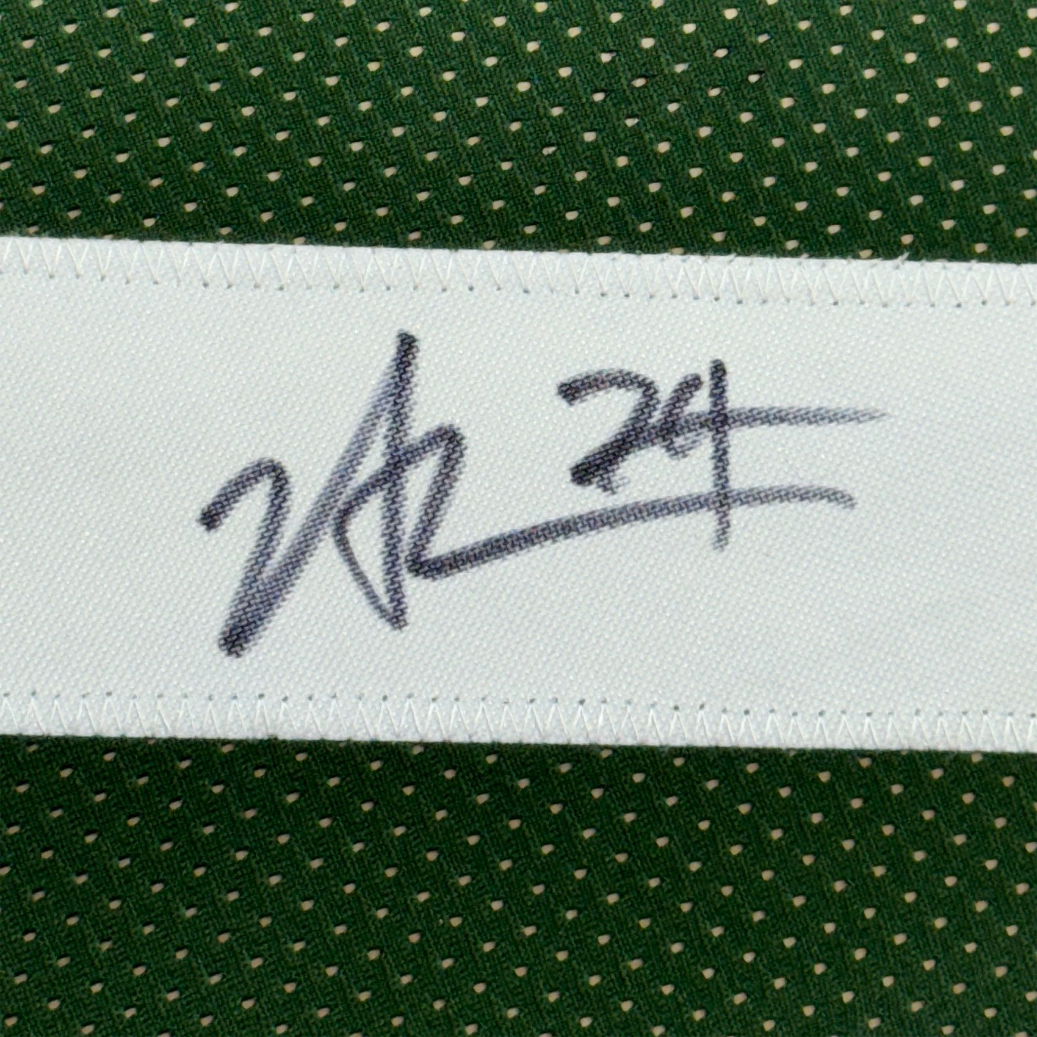 Framed Autographed/Signed Nick Mangold 35x39 New York Green Football Jersey JSA COA