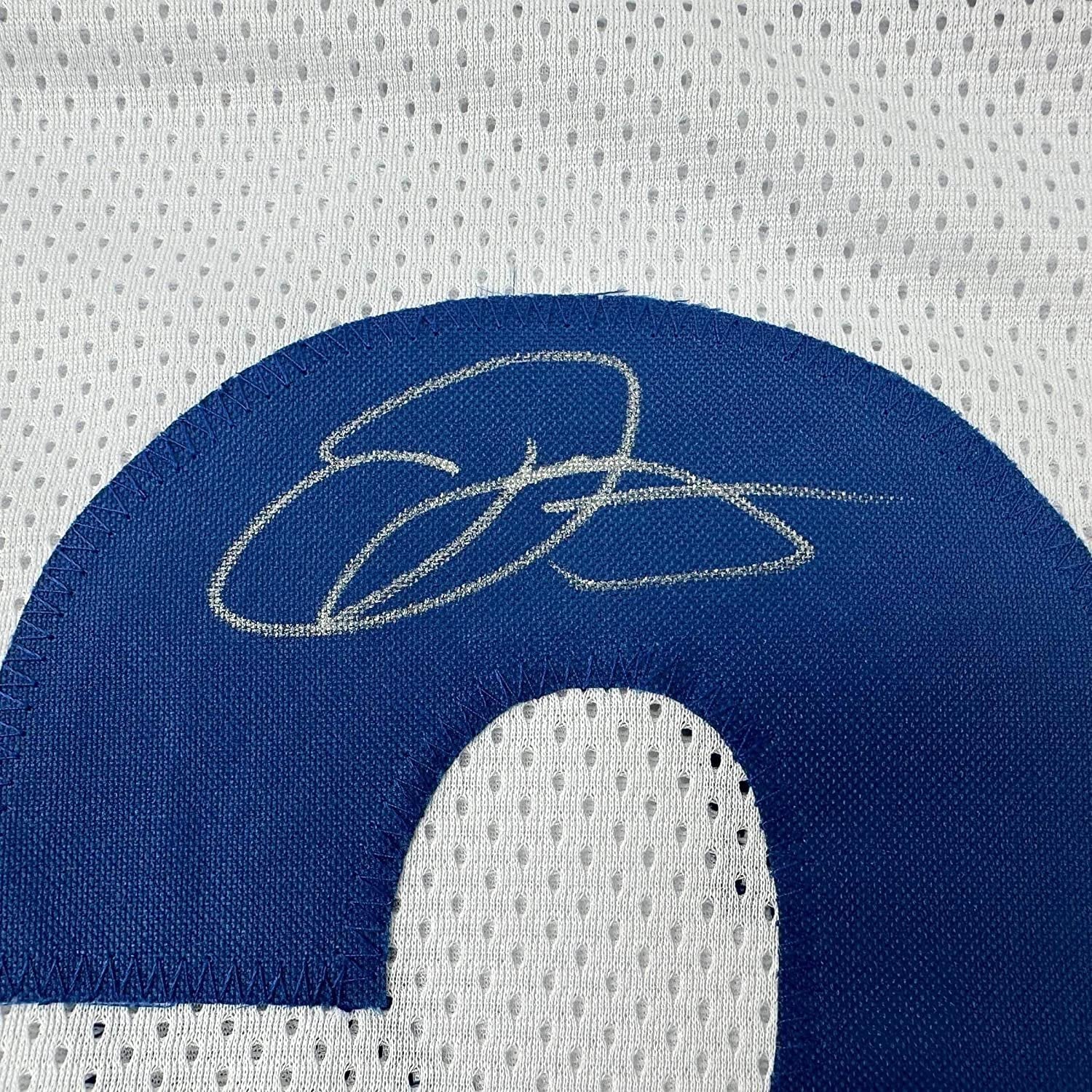 Framed Autographed/Signed Odell Beckham Jr. 35x39 OBJ Los Angeles LA White Football Jersey Beckett BAS COA