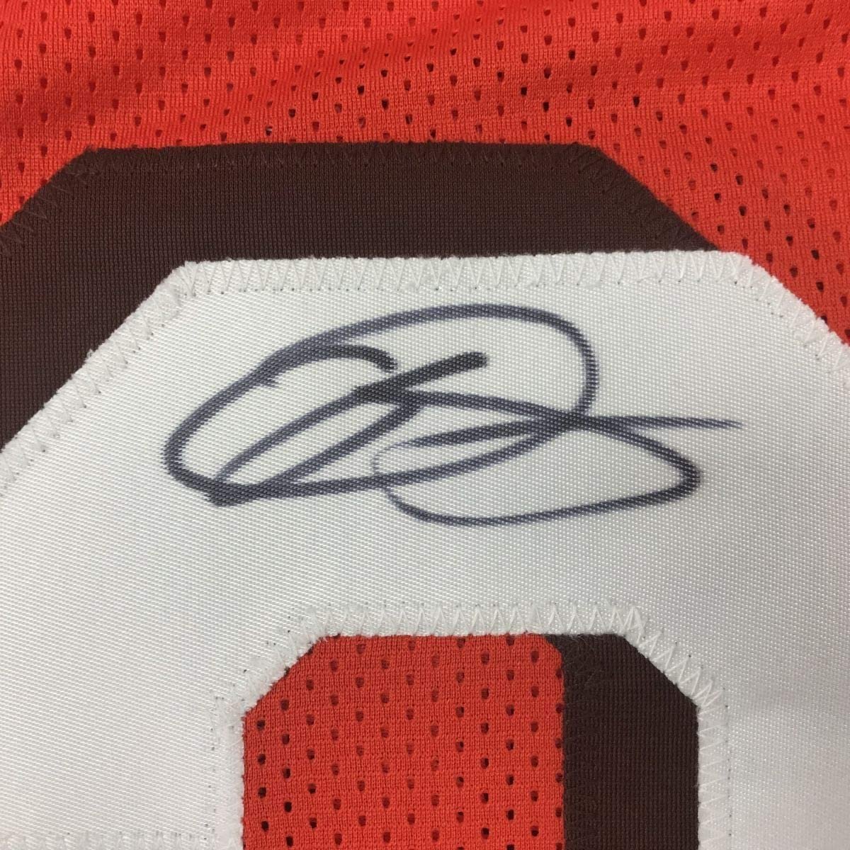 Framed Autographed/Signed Odell Beckham Jr. 35x39 Cleveland Orange Football Jersey JSA COA