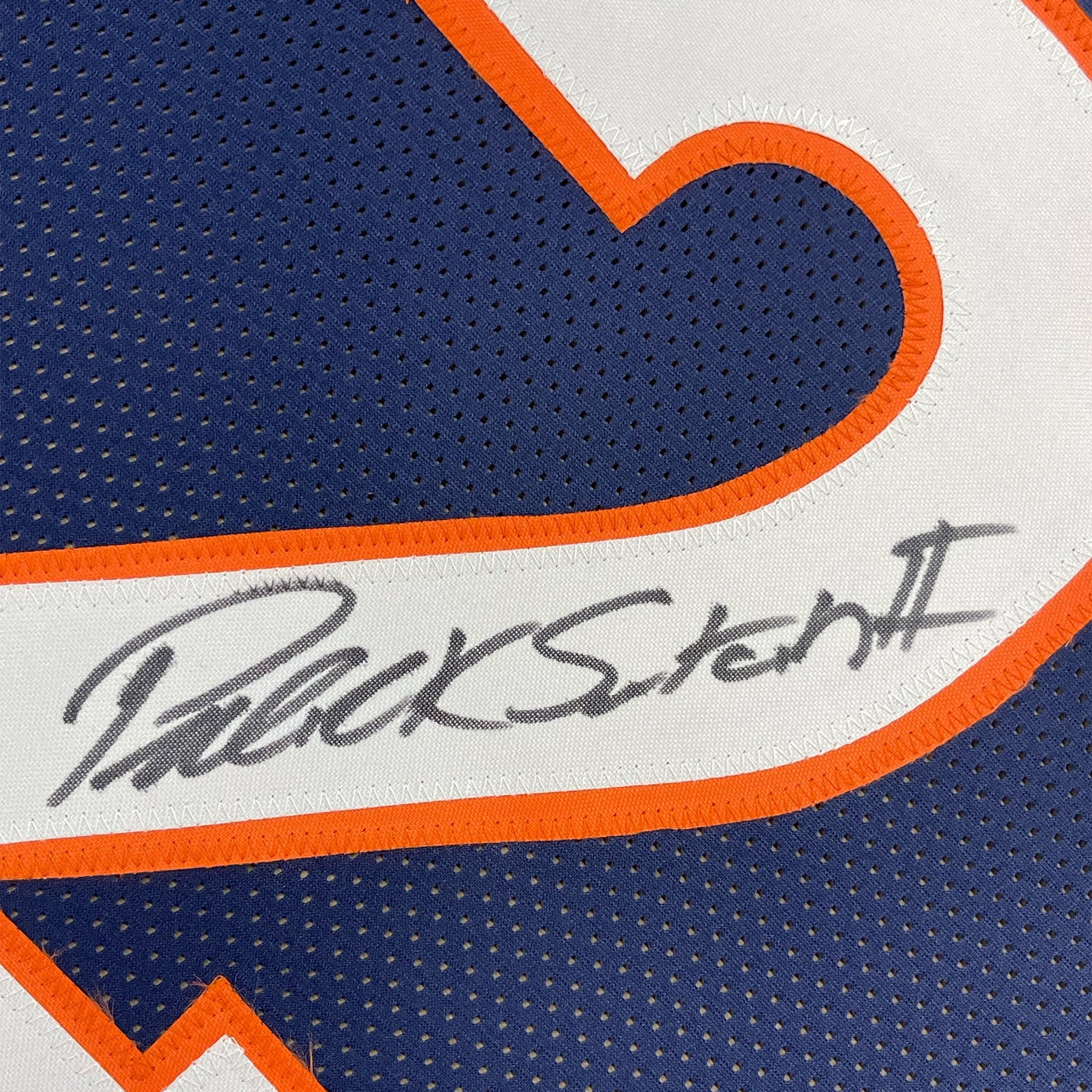 Framed Autographed/Signed Patrick Surtain II 35x39 Denver Blue Football Jersey JSA COA