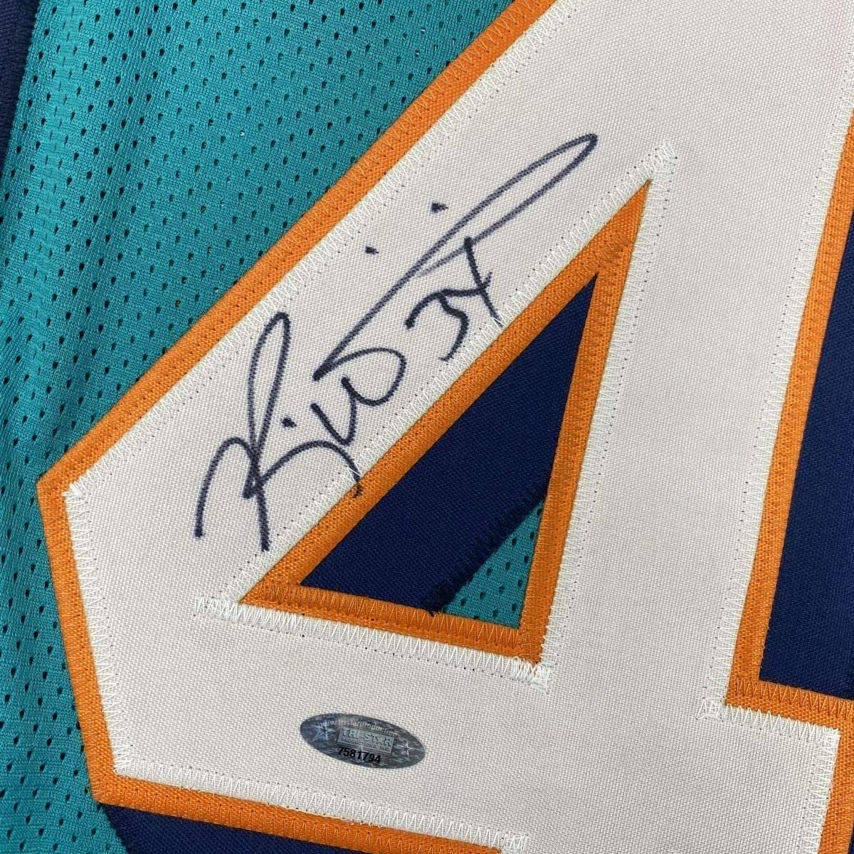 Framed Autographed/Signed Ricky Williams 35x39 Miami Teal Football Jersey Tristar COA Holo