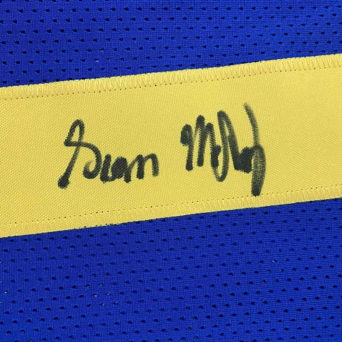 Framed Autographed/Signed Sean McVay 35x39 Los Angeles LA Retro Blue Football Jersey Beckett BAS COA