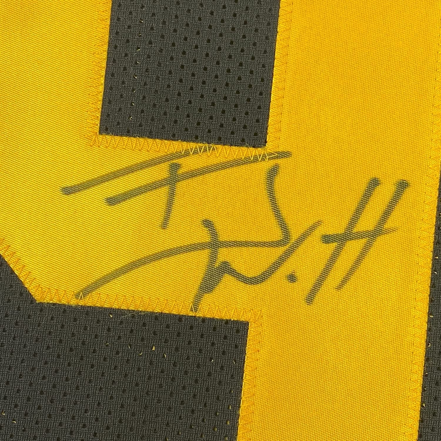 Framed Autographed/Signed TJ T.J. Watt 35x39 Pittsburgh Color Rush Football Jersey Beckett BAS COA