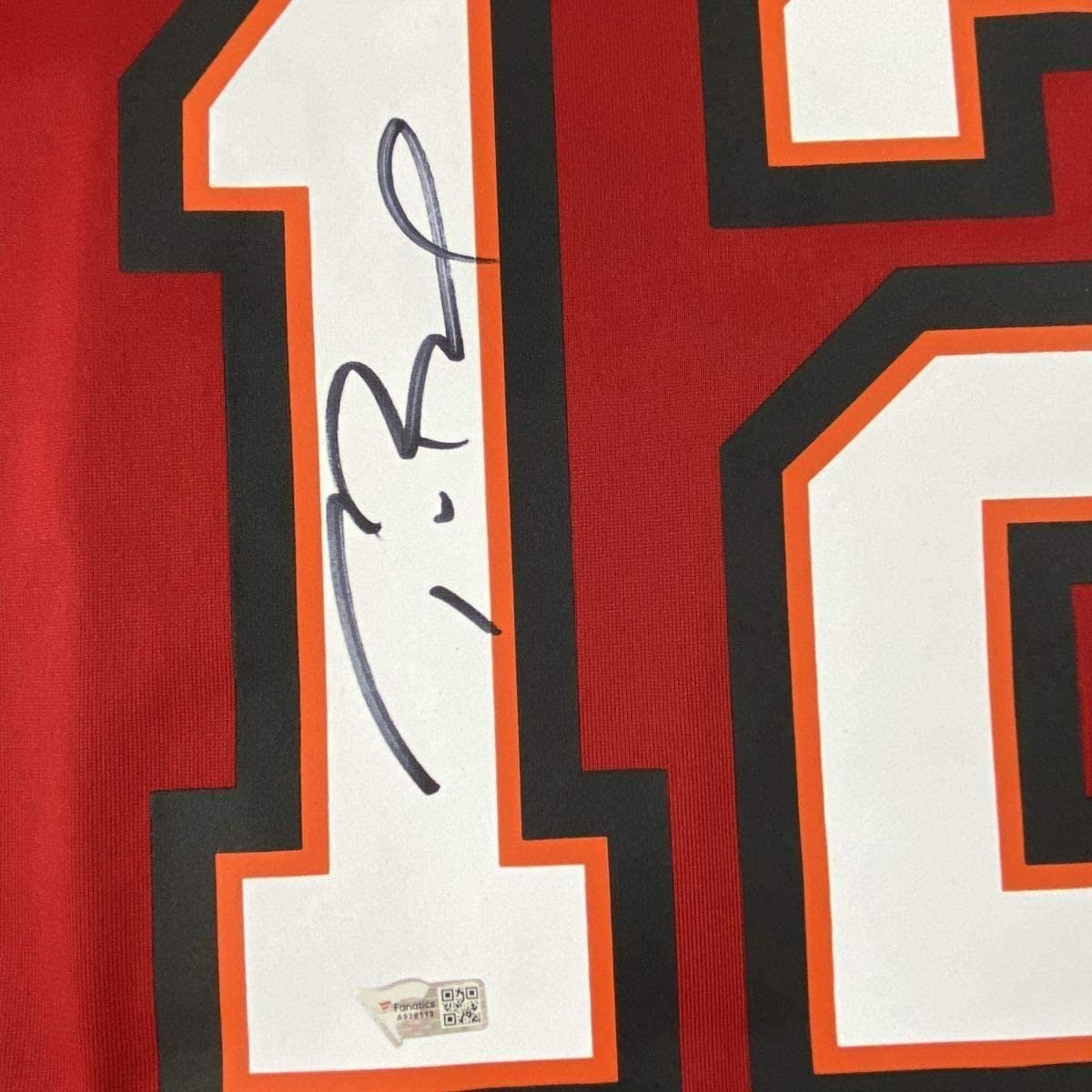 Framed Autographed/Signed Tom Brady 35x39 Tampa Bay Buccaneers Red Authentic Nike Game Football Jersey Fanatics COA
