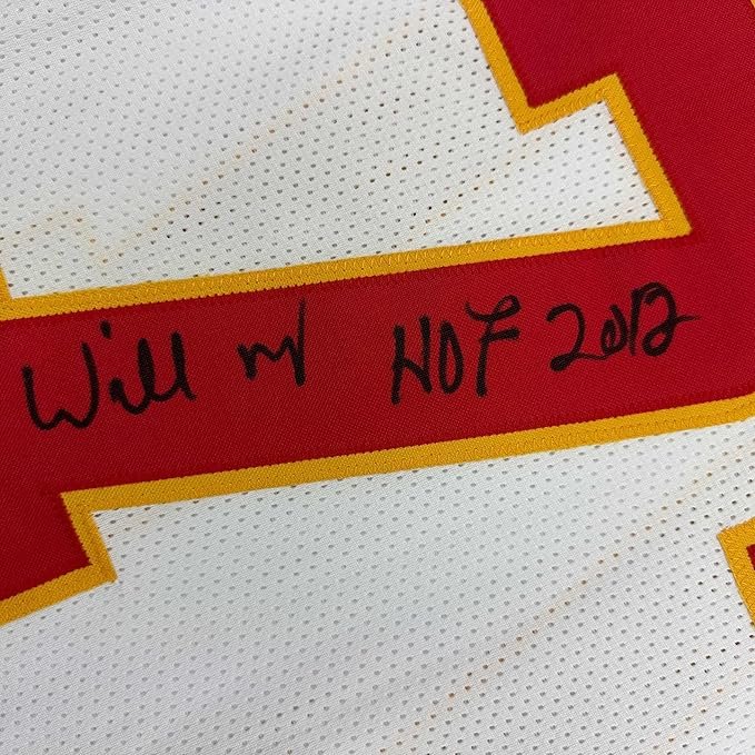 Framed Autographed/Signed Willie Roaf 35x39 HOF 2012 Kansas City White Football Jersey Beckett BAS COA