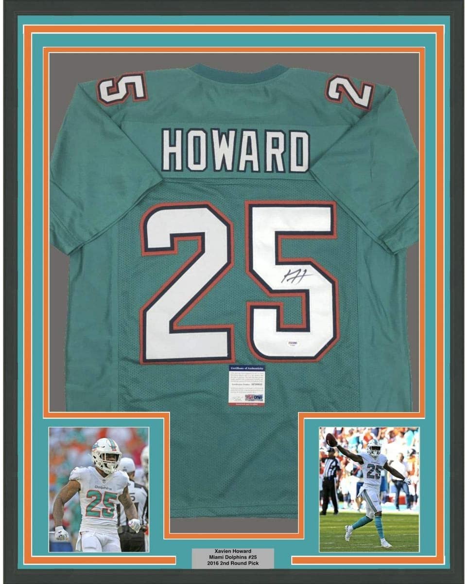 Framed Autographed/Signed Xavien Howard 35x39 Miami Teal Football Jersey PSA/DNA COA