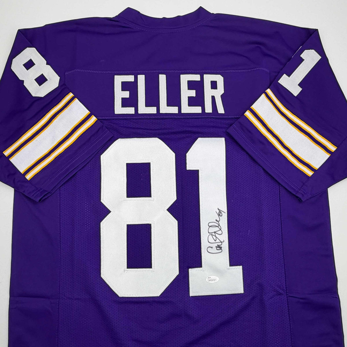Autographed/Signed Carl Eller Minnesota Purple Football Jersey JSA COA